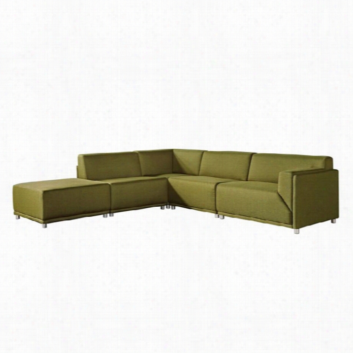 Diamond Sfoa Moderna Fabric 5 Piece Sectional In Green