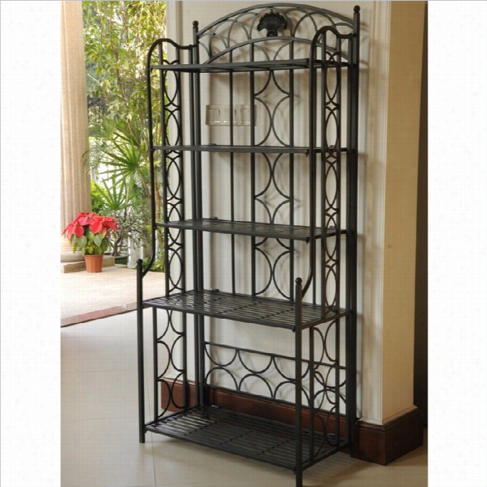 Interaational Caravan Mandalai Ron 5-tier Bakers Rack In Black