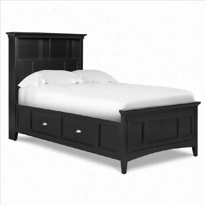 Magnussen Bennett Bbookcase Bed With Regular Rail And Storage In Black