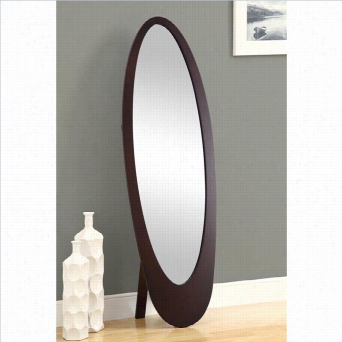 Monarch Contemporary Oval Cheval Mirror In Cappuccono