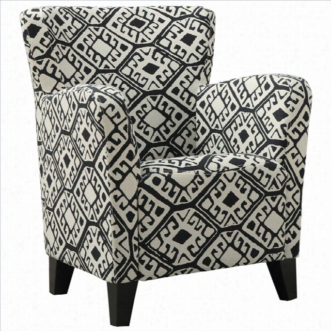 Monarch Fabric Club Chair In Black Geometric Pattern
