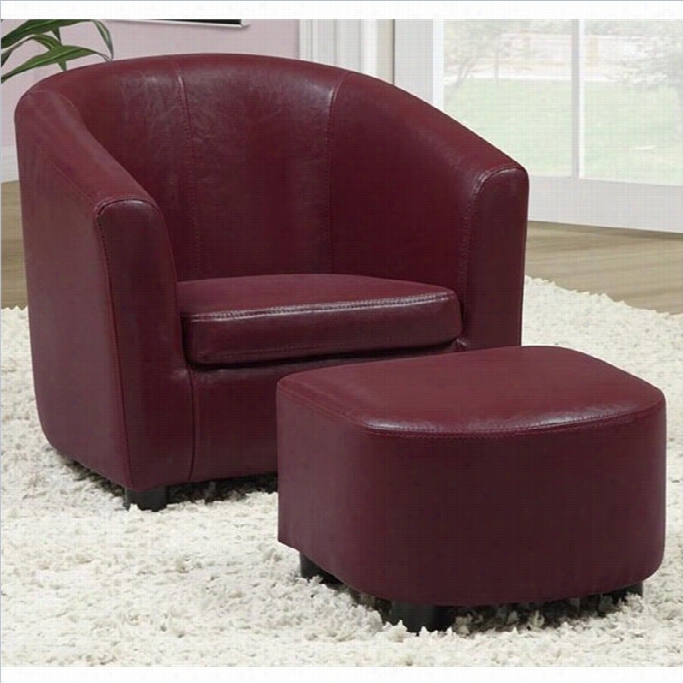 Monarch Kids Chair And Ottoman Se T In Red Faux Leather