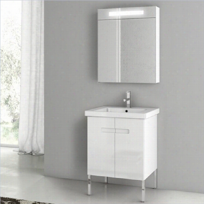 Nameek's Acf 25 New York Standing Athroom Vaniyt Set In Glossy Wihte