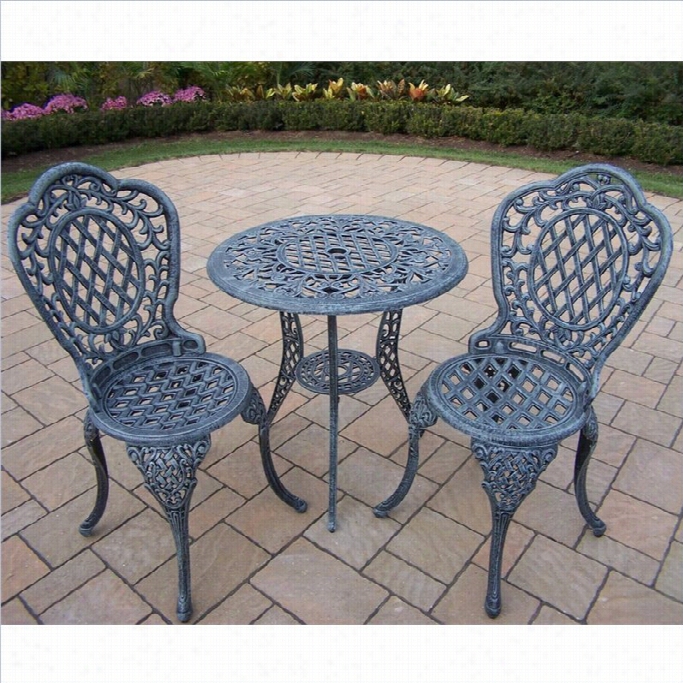 Oakland Living Mississippi Drive Al Uminium 3 Piece Bistro Set In Verdi Gray