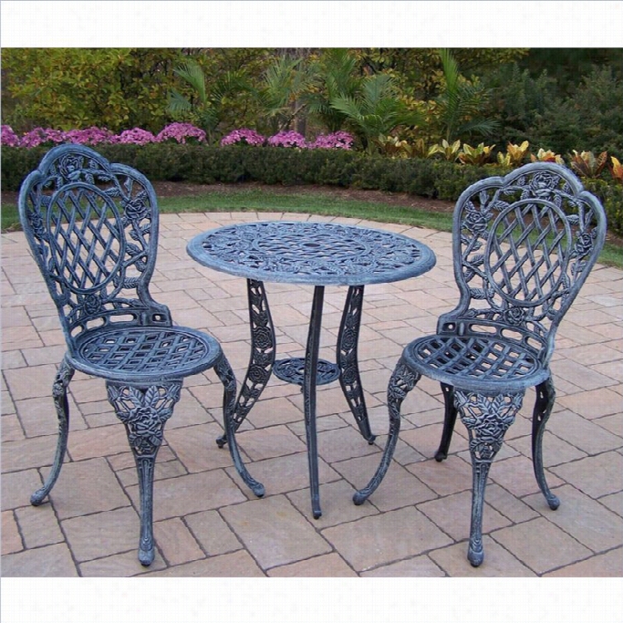 Oakland Livinng Infusion  Rose Cast Aluminum 3 Piece Bistro St In Verdi Grey