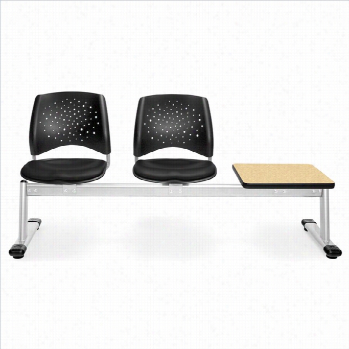 Ofm Star 3 Girder Seating Witu 2 Vinyl Seats And Table In Black And Oak