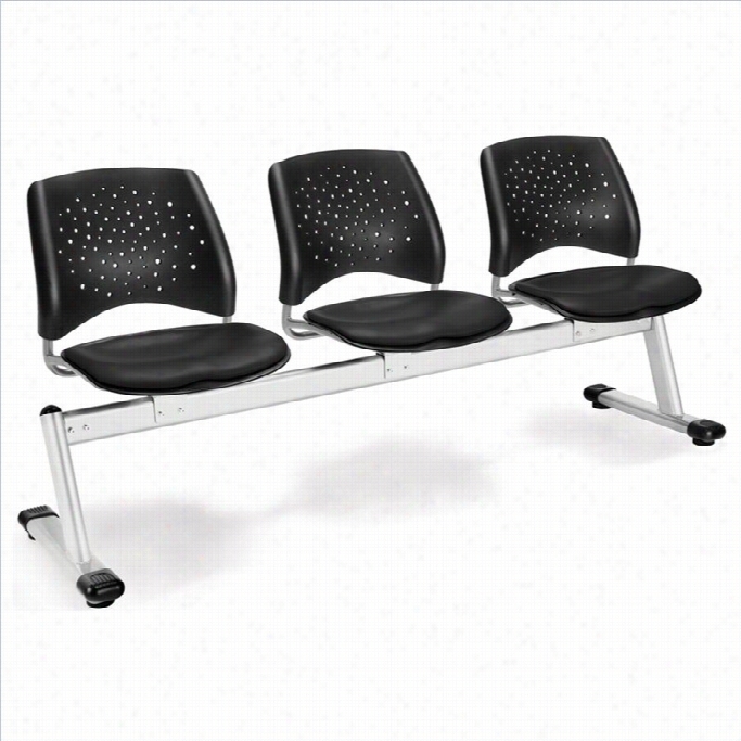 Ofm Star 3 Beam Seatng With Vinyl Seats In Black