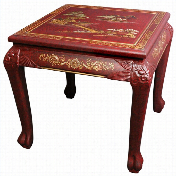 Oriental Furniture End Table Iin Red