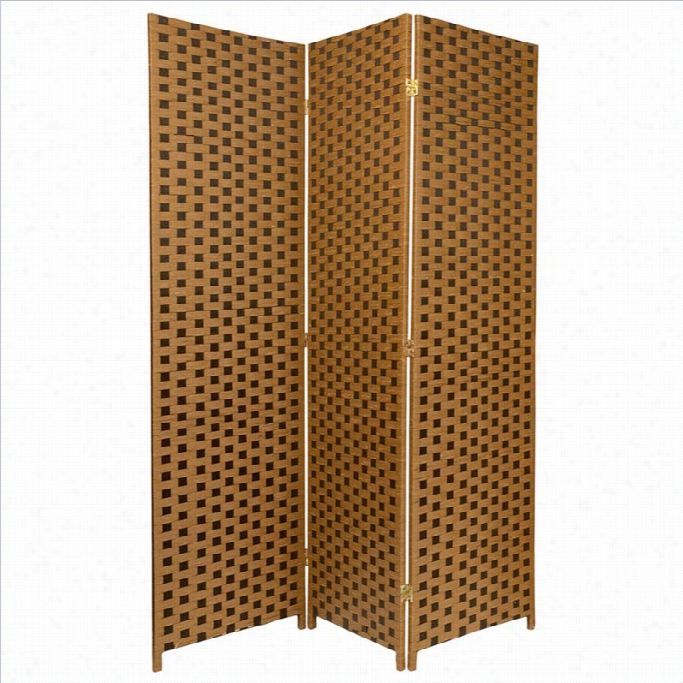 Oriental Room Divider With 3 Panel In Two Tone Brown