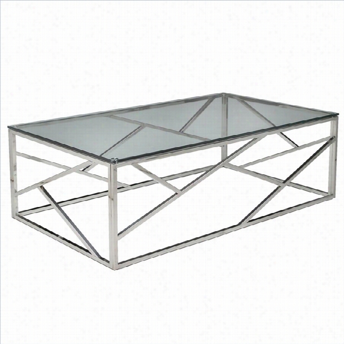 Pastel Furniture Firoozeh 28x47 Rectangular Glass Top Coffee Table In Stainless Case-harden