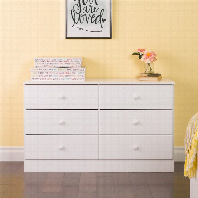 Prepac Astrid 6 Drawer Dresser In White