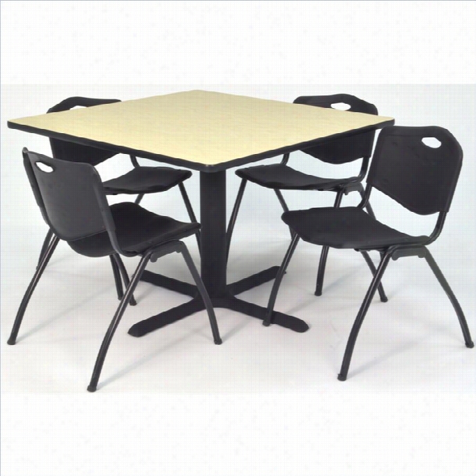 Regency Square Lunchroom Table And 4 Black M Tack C Hairs In Maple