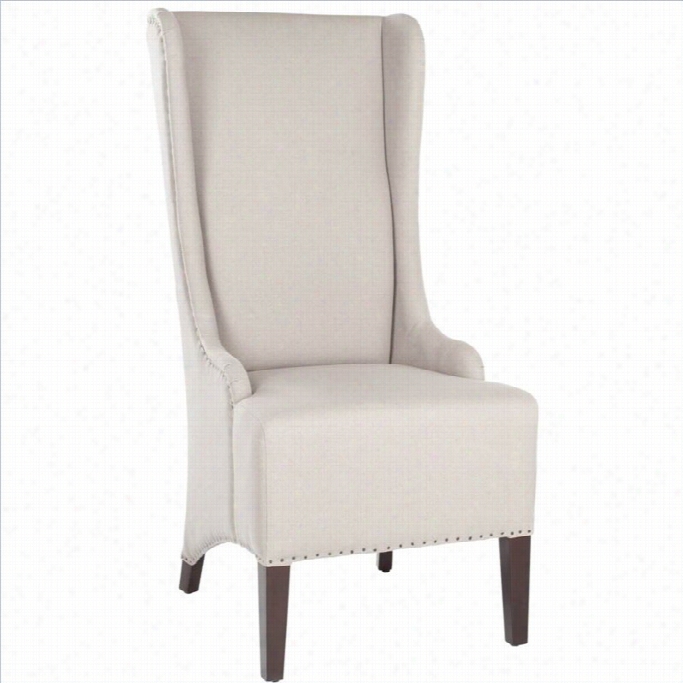 Safavieh Jack Birch-tree Bacall Nailhead Cloth Of Flax Dining Chair In Taupe