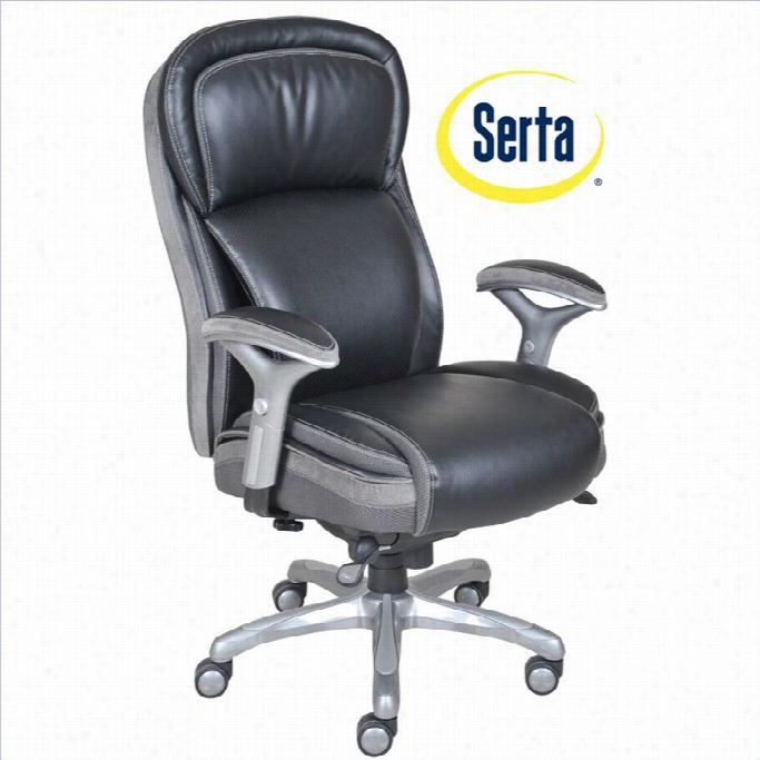Serta Ergonomic Abstruse Bak Leather Manager Office Chair In Black