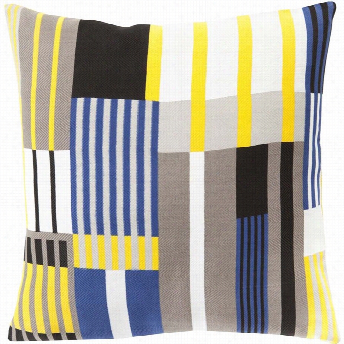Surya Teori Poly Fill 22 Square Pillow In Blue And Yellow