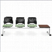 OFM Star Beam Seating with 3 Seats and Table in Sage Green and Mahogany