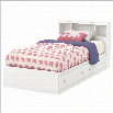 South Shore Litchi Mates Bed and Bookcase Headboard in Pure White