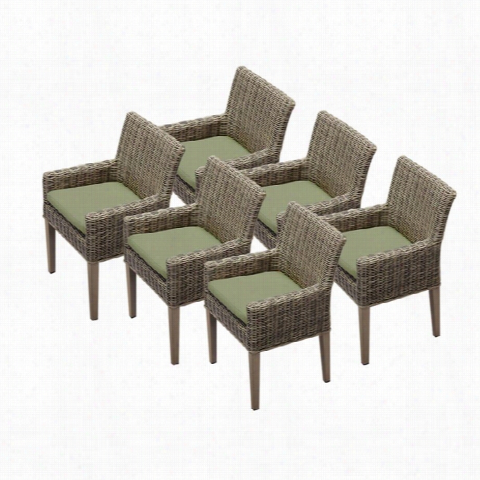 Tkc Cape Cod Wicker Patio Arm Dining Chairs In Cilantro Set Of 6)
