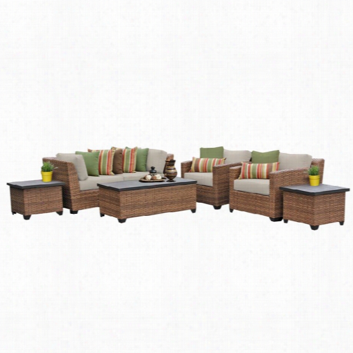 Tkc Laguna 7 P1ece Outdoor Wicker Sofa Set In Beige