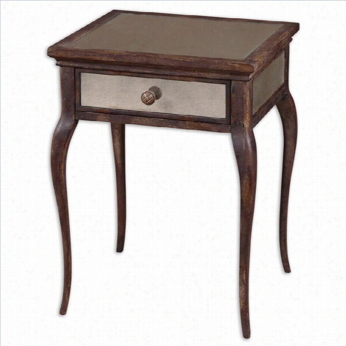 Uttermost St. Owne Sunwashed Ntural Wood Mirrored End Table