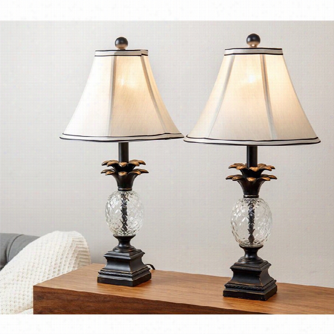 Abbyson Living Antiqqued Pineapple Table Lamps In Bbronzze (set Of2 )