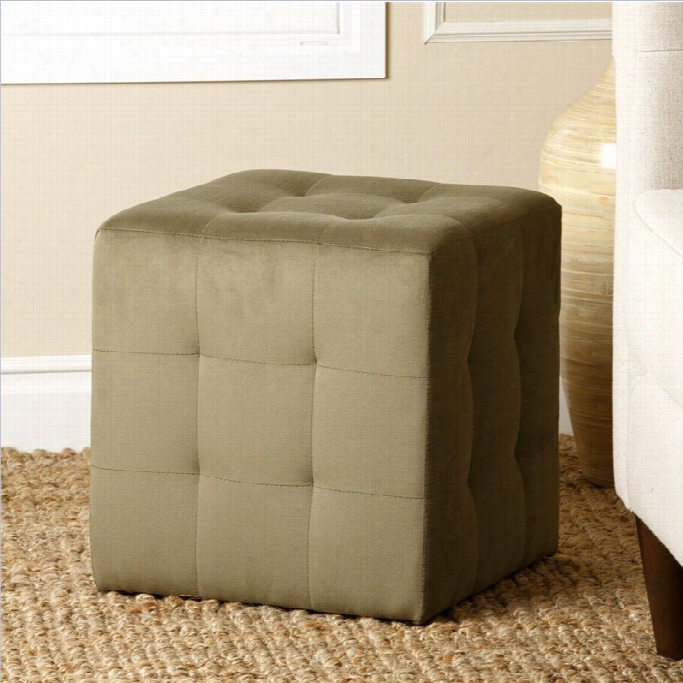 Abbyson Mode Of Life Viceroy Velvet Tufted Cube Ottoman In Green