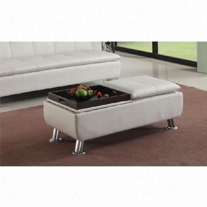 Acme Furniture Derrckf Aux Leather Ottoman With Storaeg In White