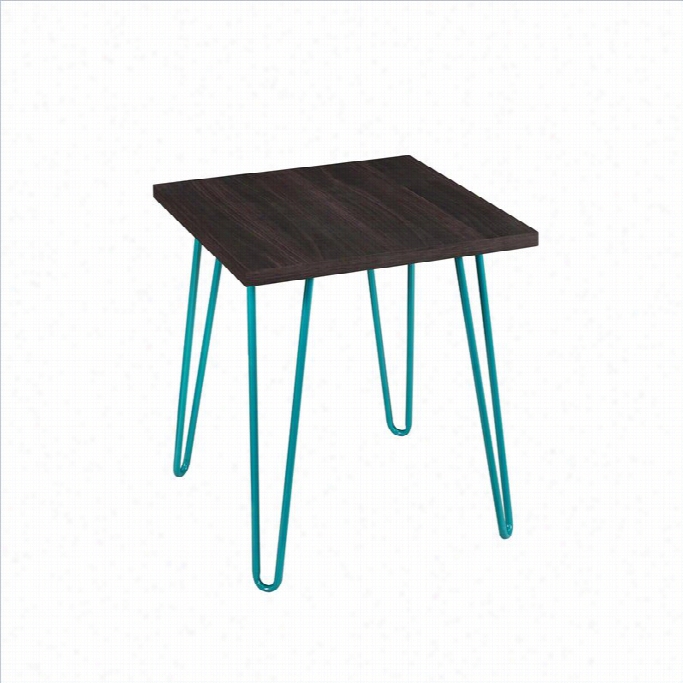 Altra Movables Owen Retro En Dtable Espfesso Finish Wi Th Teal Metal Legs