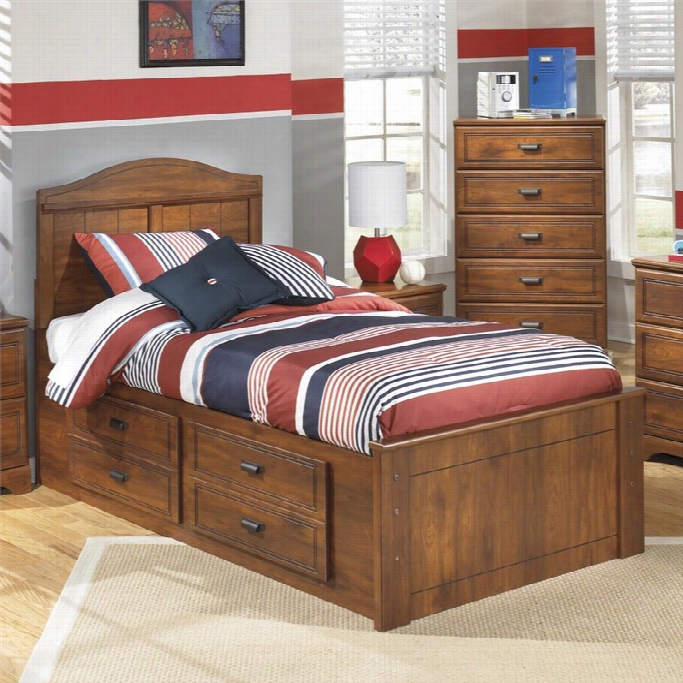 Ashley Barchan Wood Twin Panell Drawer Bed In Brown