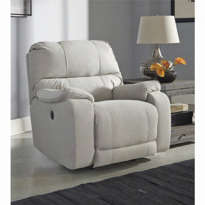 Ashley Bohannon Fabric Power Rockeer Recliner In Putty
