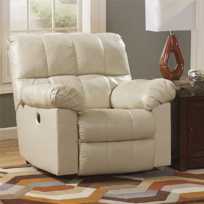 Ashley Furniture Kennard Leather Power Rocker Recliner In Cream