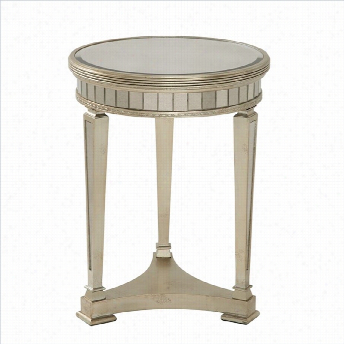 Bassett Mirror Borghese Mirro Red Round End Table With Silver