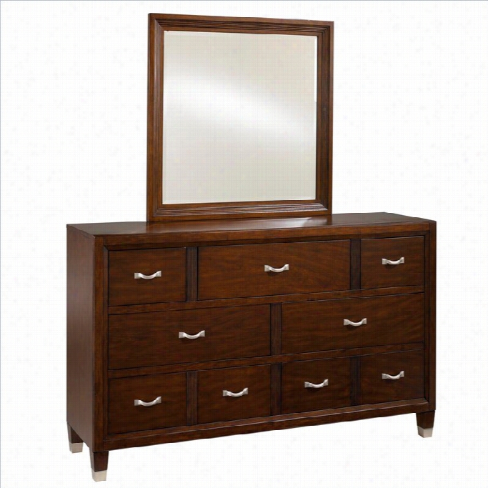 Broyhill Eastlake 7 Draser Double Dresser And Mirror Set In Cherry