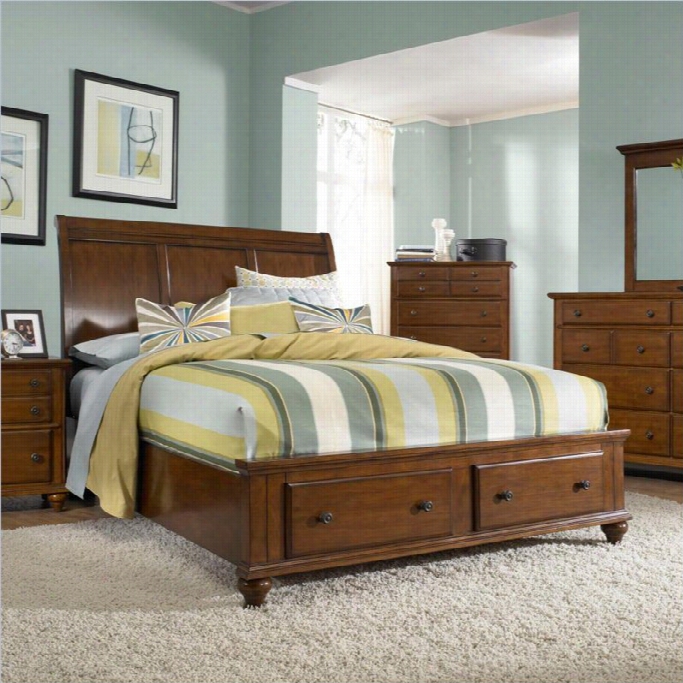 Broyhill Hayden Place Sleigh Storage Bed In Light Cherry