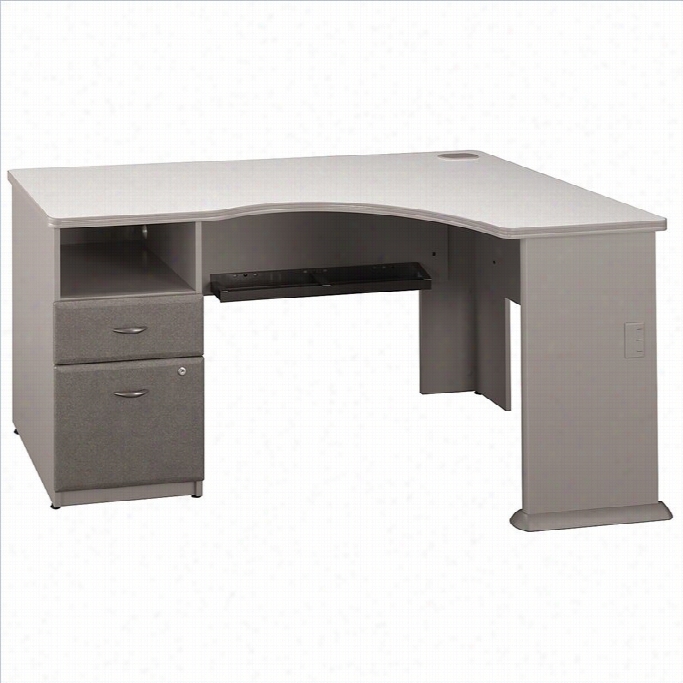 Bushbbf Series A Expandable Single 2dwr Pere Stal Corner Desk In Pewter