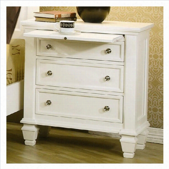 Coaster Classic Nightstand Attending Pull Out Shelf In White