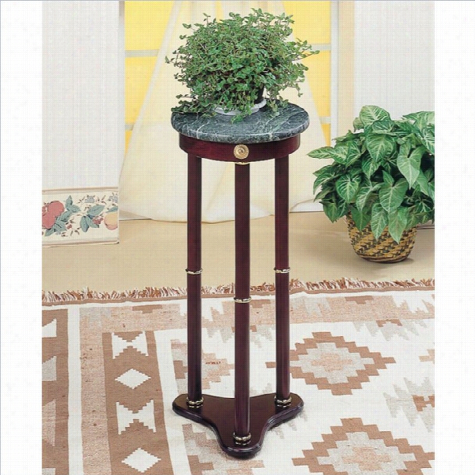 Coaster Flourishing Round Marble Top Introduce Stand In Cherry