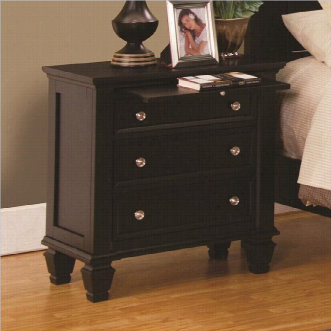 Coasrer Sandy Beach Nightstand With Pull Out Shelf I N Cappuccino Finish