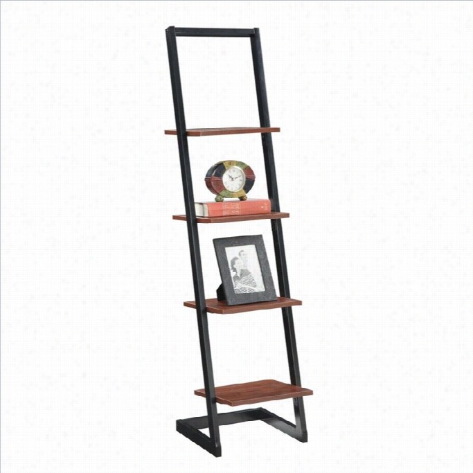 Convenience Concepts Designs2go 4 Tier Ladder Bookshelf In Black And Cherry