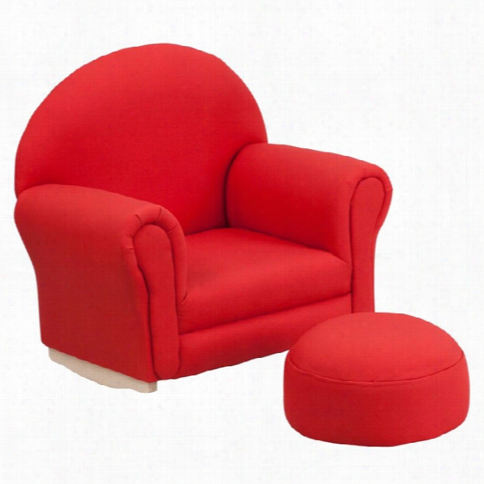 Flash Furnitute Kis Red  Texture Rocker C Hair And Footrest