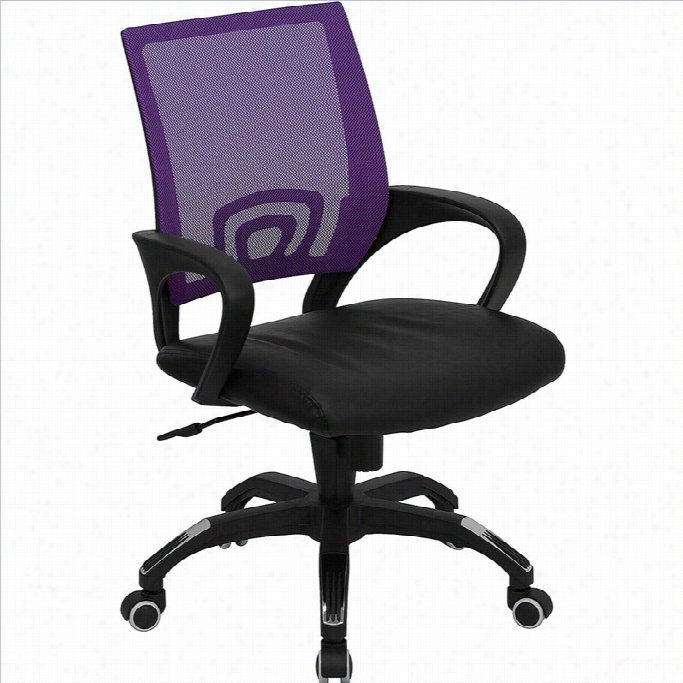 Flash Furniture Mid Back Mesh Officc Echair In Purple  With Black Seat