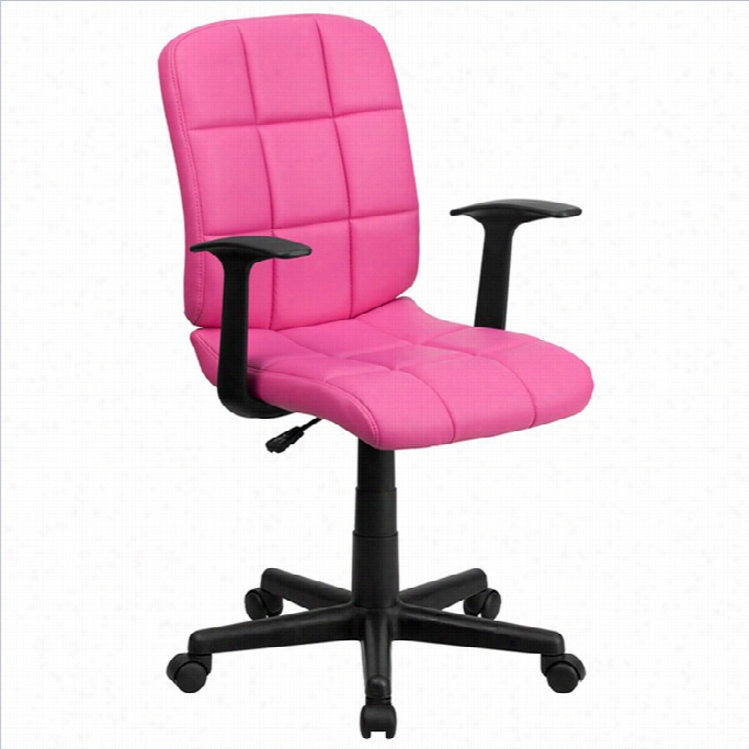 Fpash Fur Niture Mid Back Quilted Task Office Chair With Arms In Pink