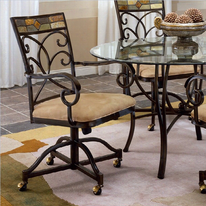 Hillsdale Pompei Fabriarm Dininng Chair In Black An Gold Finish (est Of 2)