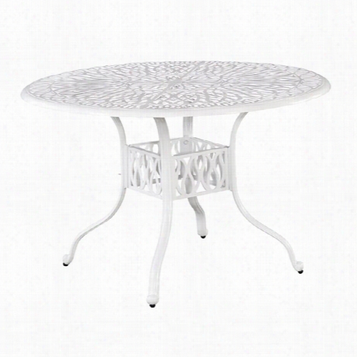 Homees Tyles Floral Blossom 48 Round Dining Table In White