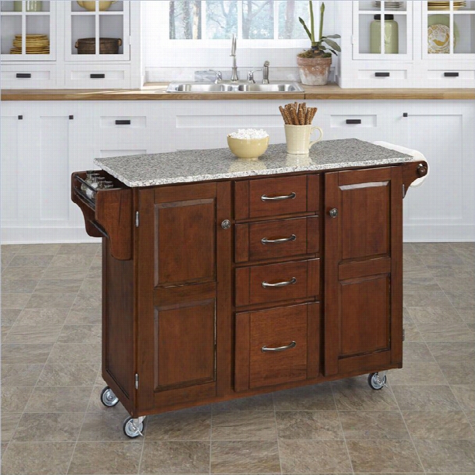 Home Styles Furniture  Alt Ajd P Epper  Granite Kitchen Cart In Cherry