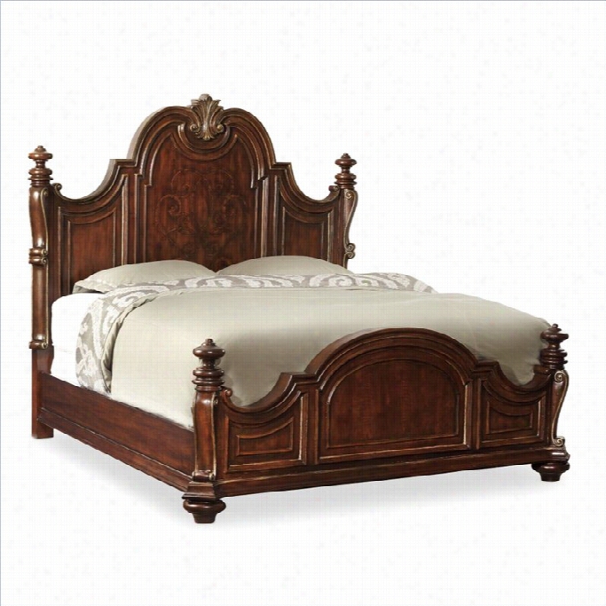 Hooker Furntiure  Grand Palais Low Postpanel Bed In Dark Wslnut-queen