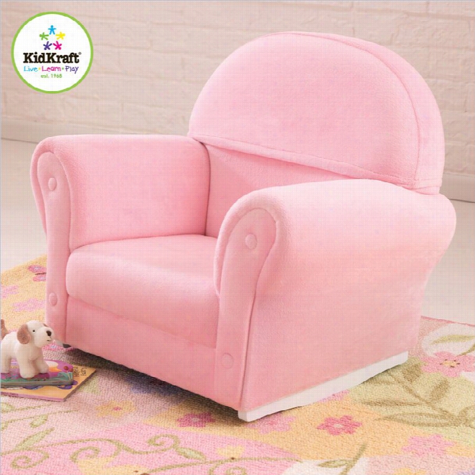 Kidkraft Pink Velour Rocker With Slip Cover (no Ottoman)