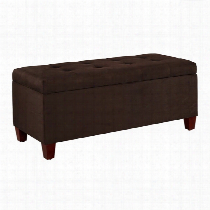 Linon Carmen Shoe Storage Ottoman In Dark Brown