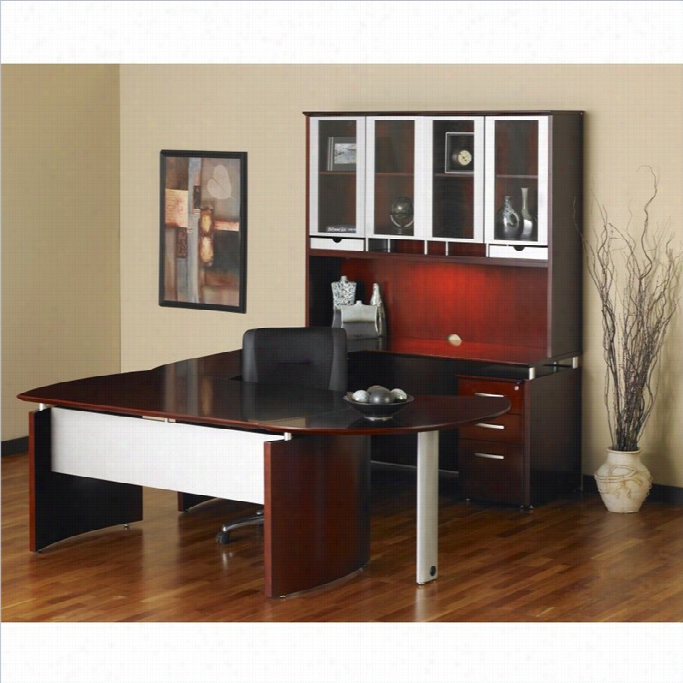 Mayli Ne Napoli 72 Wood Right Laborer U-saped Desk In Sierra Cherry