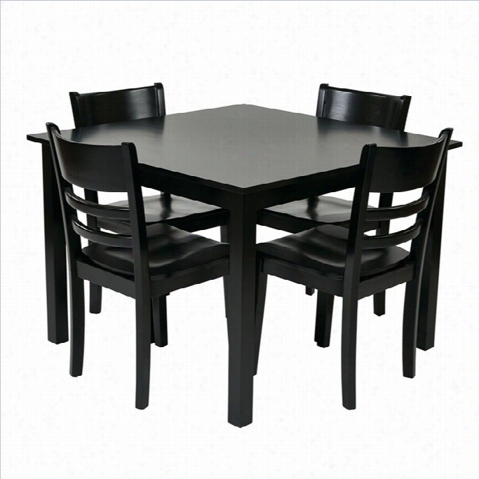 Office Star Everidge 5 Piece Dining Set In Black